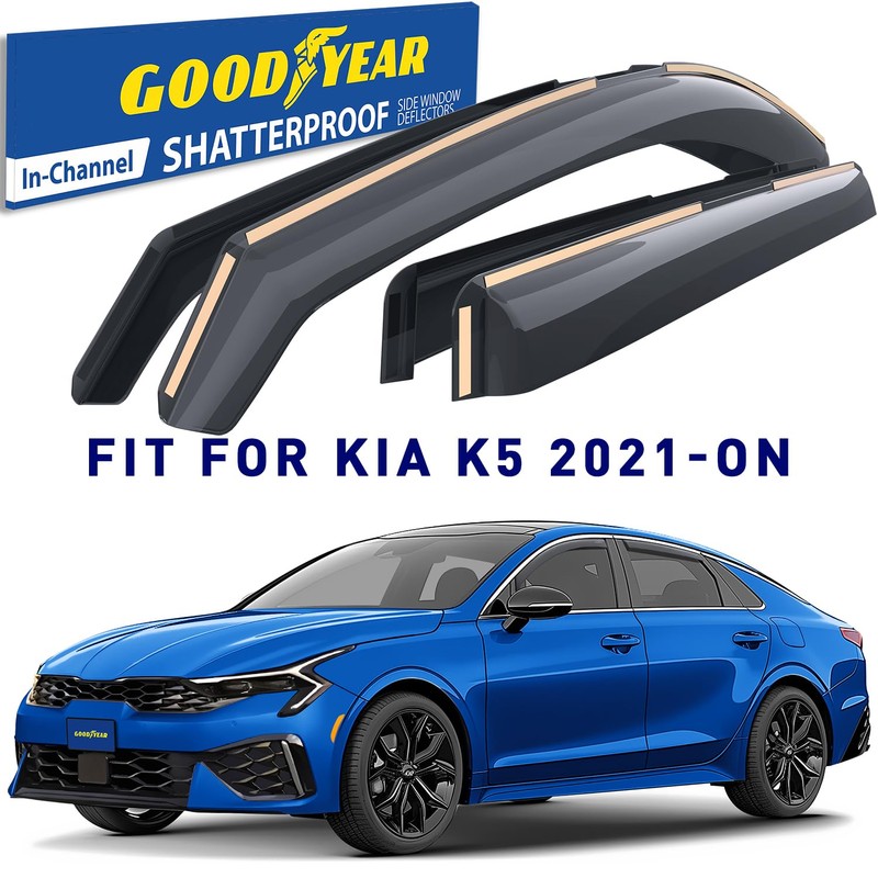 Goodyear Shatterproof in-Channel Window Deflectors for Kia K-5/K5 2021-2025, Rain