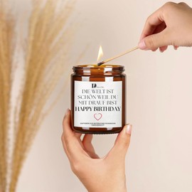 Happy Birthday Kerze,Geschenk für Freundin, Duftkerze Geschenke für Frauen, Geburtstagsgeschenk für Frauen, Geschenkideen für Schwester, Kollegen, Mama, Papa, Oma, Opa, Männer, Freunde