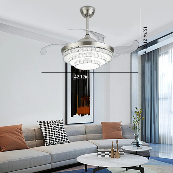 Unbranded Luxury Modern Ceiling Fans Chandelier Pendant Lamp 42" Invisible