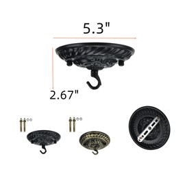 Tsnamay 5 Inches Retro Style Steel Light Canopy Kit,Ceiling Plate Light Fixture Canopy for Pendant Light,Retro Gold