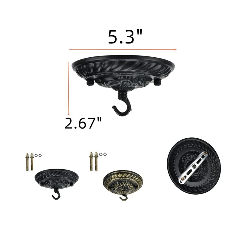 Tsnamay 5 Inches Retro Style Steel Light Canopy Kit,Ceiling Plate