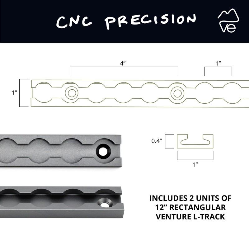 VanEssential 12" Venture Track T-6 Aluminium L-Track Gray Anodized (Rectangle