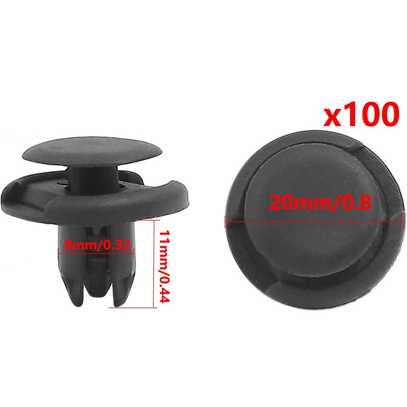 100Pcs Black Plastic Rivets Retainer Clip Bumper Fender