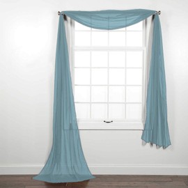 Luxury Discounts Beautiful Elegant Solid Slate Blue Sheer Scarf Valance Topper 38" X 216" Long Window Treatment Scarves
