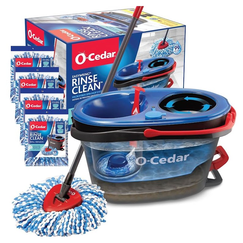 O-Cedar RinseClean Microfiber Spin Mop & Bucket Floor Cleaning System