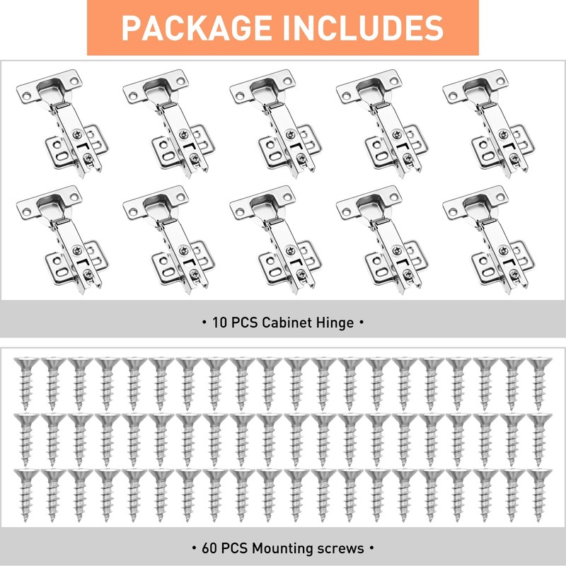 TMZDCJK Cabinet Hinges 10 Piece Frameless Recessed Soft Close Euro
