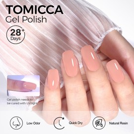 TOMICCA Gel Nail Polish - Nautral Nude Brown, Soak Off UV Skin Tone Color Nail Polish Natural Color Nail Art DIY Manicure Salon