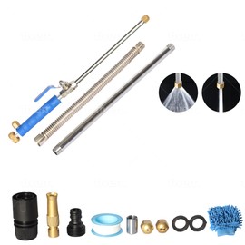 Generic Upgraded High Pressure Power Washer Wand, Hydro Jet Garden Hose Nozzle with Quick Connector, 3-in-1 Watering Sprayer Cleaning Tool for Car, Patio, Pet, and Window - Blue/Black, RT-HG5011