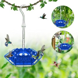 Sherem Sweety Hummingbird Feeder, Red Plastic Saucer Hummingbird Feedersr, Outdoor Hanging Leak-Proof Feeder Feeding, Easy to Clean and Refill(Blue)