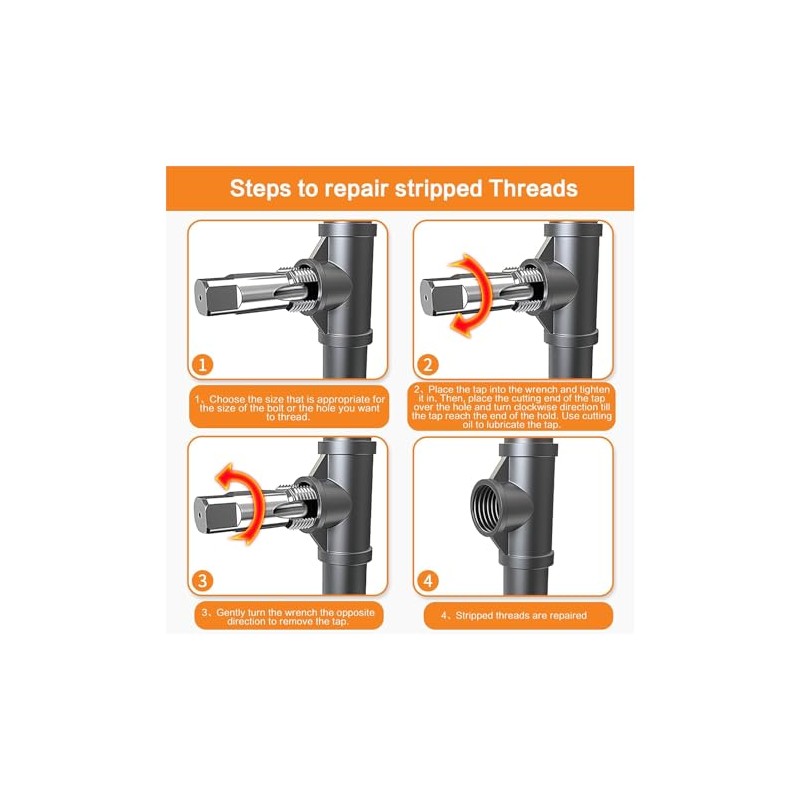 5 Piece NPT Pipe Tap Set, Carbon Steel Threading Plumbing