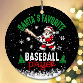 Sportyzen 2024 Christmas Ornament - Santa's Favorite Baseball Player Ceramic Ornament, Tree Decor Gifts for Baseball Player, Gift-Ready Keepsake for Baseball Enthusiasts, Family, Friends