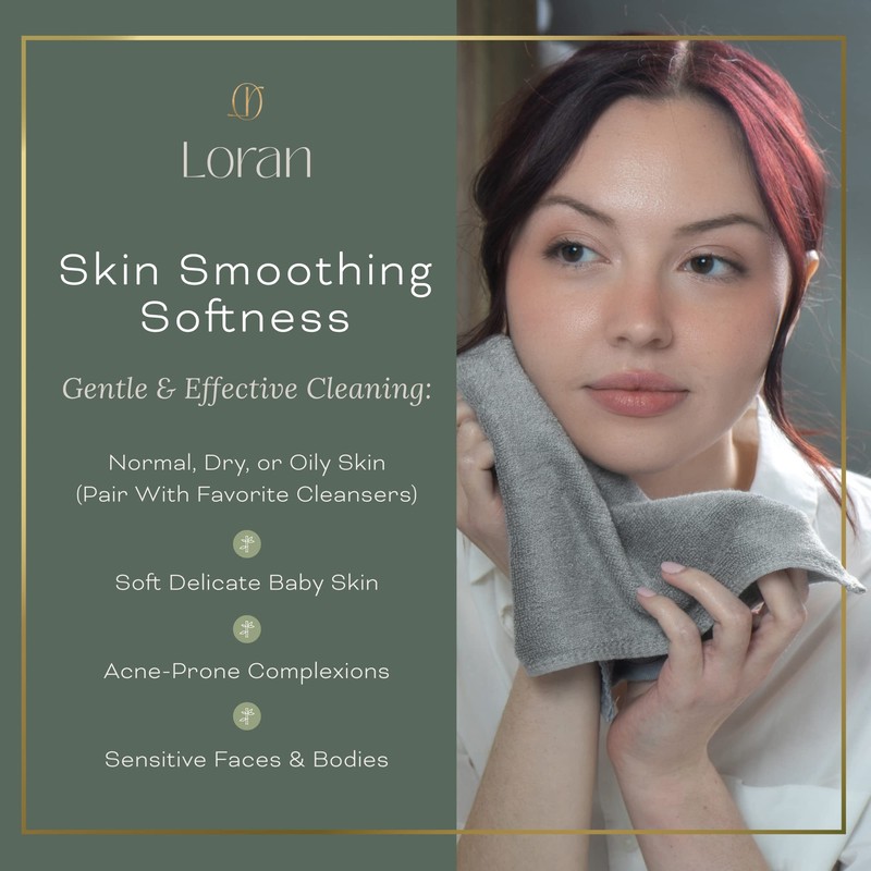 Silver Grey Washcloths Set of 6 Soft Facial Cloths 10”