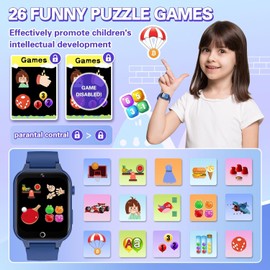 Kids Smart Watch, Smart Watch for Kids with 26 Games Camera Music Player Video Step Counter Audiobook Alarm HD Touchscreen, Kids Watch for Boys Toys Birthday Gifts for Girls and Boys Ages 4-12