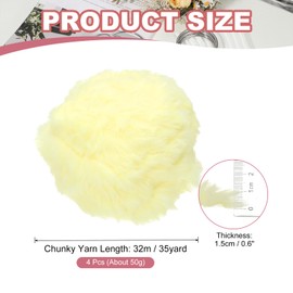 PATIKIL 35yds Faux Fur Yarn, 4 Skeins 0.6" OD 50g Soft Fuzzy Yarn Crochet Fluffy Chunky Polyester Plush Fur for Crocheting and Hand Knitting Shawls Hat Blanket Rug, Cream Yellow
