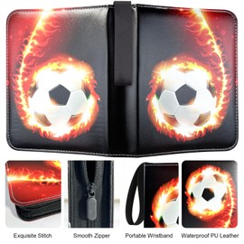 Football Cards Scrapbook with Zip and 50 Removable Sleeves, 4 Pockets Football Trading Card Album for 400 Cards, Large Sports Cards Book, 3 Rings Card Folder Binder (Fussball2)