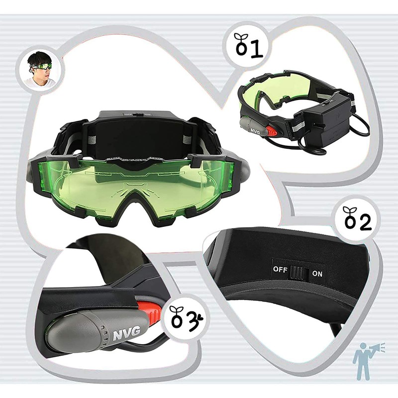 Adjustable Night Vision Goggles for Kids with Flip-Out Lights Eye