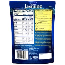 Lundberg Family Farms - Organic White Jasmine Thai Hom Mali Rice, Ready to Heat Steamed Rice, 90 Second Prep Time, Non-GMO, Gluten-Free, USDA Certified Organic, Vegan (8 oz, 6-Pack)
