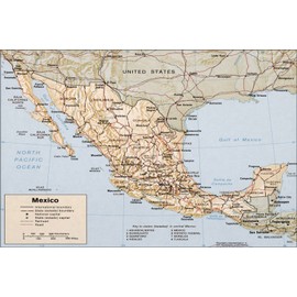 24"x36" Gallery Poster, cia map of Mexico 1988