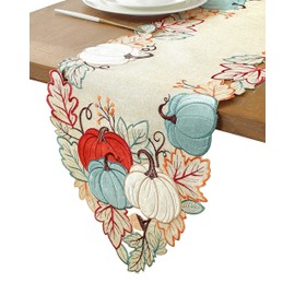 AILUOQI Fall Bathroom Decor Fall Decorations for Home Fall Table Runner with Embroidered Velvet Pumpkins Maple Leaf. Thanksgiving Table Decorations for Kitchen Dining Seasonal Harvest Party Decor