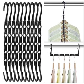 HFZRZFH Space-Saving Hangers | 10 Pack Plastic Magic Hangers with 5 Holes | Sturdy Closet Organizers for Efficient Storage | Ideal for Home, College Dorms, and Apartments