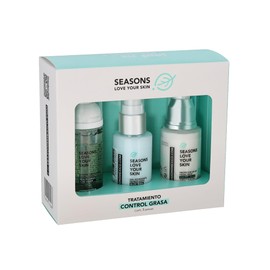 Seasons love your skin Kit Rutina Facial Skincare Control Grasa Tratamiento Antiacné | Espuma limpiadora Facial + Hidratante Aloe Vera + Bloqueador Ni