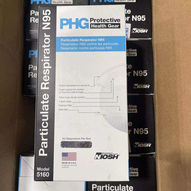 PHG Protective Health Gear N95 Mask NIOSH Box Of 50