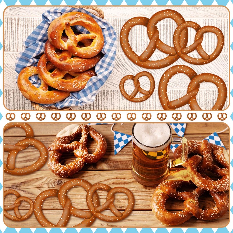 36 Pcs Pretzel Cutouts Oktoberfest Party Decor German, 4.5",6",8.3"