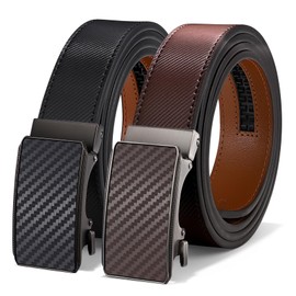 LEACOOLKEY Men's leather belt with slide automatic, Adjustable Ratchet Belt 35mm for men for business casual