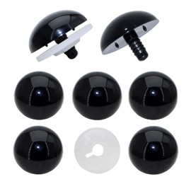 ARTCXC 1Box(8Pcs) 40mm Extra Large Safety Eyes and Washers for Amigurumi Crochet, Black Screw Thread-Lock Design Plastic Stuffed Animal Eyes with Washers for Doll, Puppet, Plush Animal DIY Making