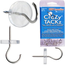 CraZy TACKz - 2 in 1: Push pin with Hook or Thumb Tack with Hook - New Invention Hang 100's of Items Interior or Exterior Decor at Home School Office DIY for Party or Holiday