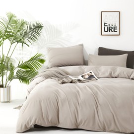 KAREVER Beige Khaki Comforter Set Queen Size Cream Khaki Comforter 3 Pieces Champagne Color Queen Comforter Taupe Bedding Set Women Light Khaki Queen Bed Comforter Set All Season Gift