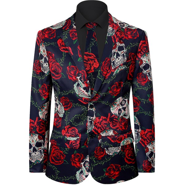 Fashonal Dia De Los Muertos Suit Jacket for Men, Day