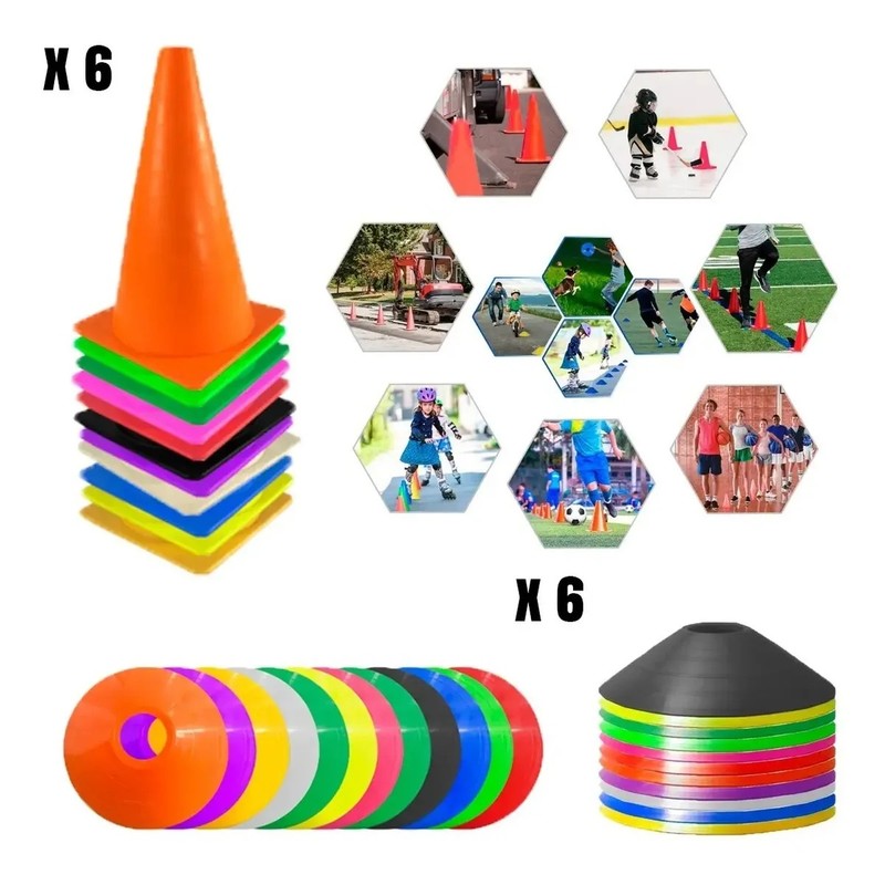 Kit Deportivo Profesional Entranador 6 Conos 6 Platos
