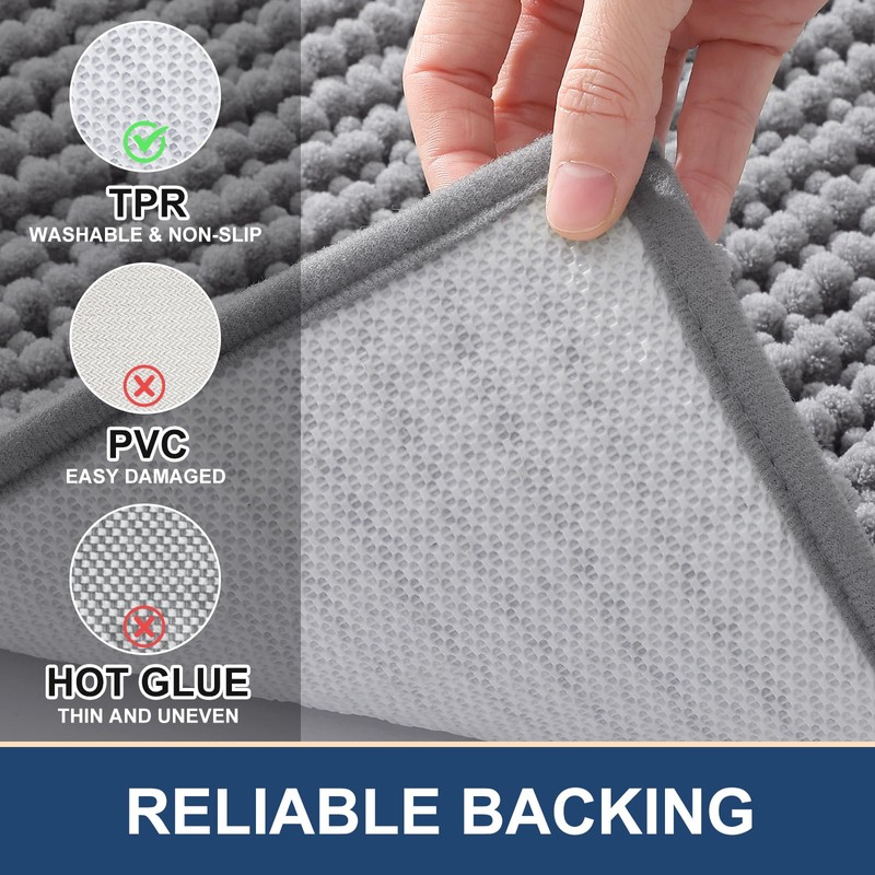 Bathroom Rugs 32x20, Extra Soft Absorbent Shaggy Chenille Bath Rugs,