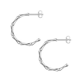 Glanzstücke München Women's Half Hoop Earrings 925 Sterling Silver Rhodium-Plated Silver Hoop Earrings