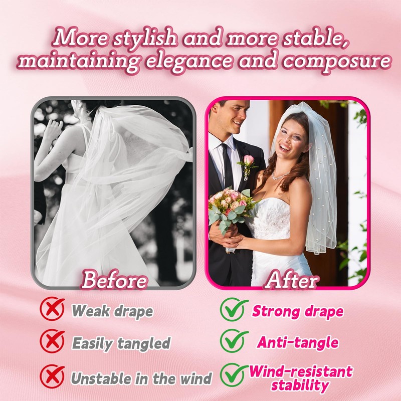 HAIOLORPRO 24 Pairs Veil Weights Magnetic, Double-Sided Pearl Veil Weights