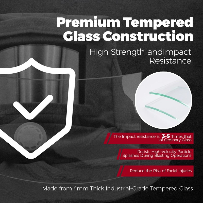 OKQX 2-Pack Sandblasting Hood Replacement Lens - 4mm Tempered Glass