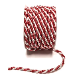 s.dekoda Cord 10 m x 6 mm Two-Tone Red / White Twist Cord Decorative Ribbon Cord