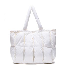 Zhoujazbb Puffer Tote Bag For Women Luxury Quilted Puffy Handbag Light Winter Shoulder Bag