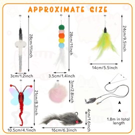 Charniol 8 Pcs Doorway Cat Toys Indoor Feather Cat Toys Door Hanger Toys Interactive Dragonfly Little Mouse Toys Retractable Teaser Toys Kitten Toys for Indoor Play, 6 Styles