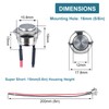 DMWD 2pcs 16mm Ultra Short Metal Waterproof Momentary Push Button