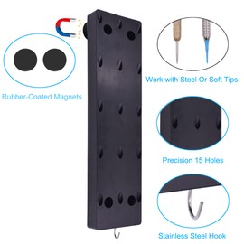 YYST Magnetic Dart Holder/Stand/Caddy/Display/Rack/Wall Mount - Hold 15 Steel or Soft Tip Darts – Black W Rubber Coated Magnets (1)