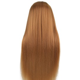 Mannequin Head with Hair Practice Braiding Dolls Synthetic Fiber Hair Training Model for Hairdressing (Golden)