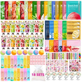 252 PCS Spa Party Supplies for Women,Spa Day Favors Essentials Include Face Masks Skincare, Lip Balm, Under Eye Patches, Foot Bath Bomb,Sleepover Party Supplies Spa Birthday Kit for Women Gift Set
