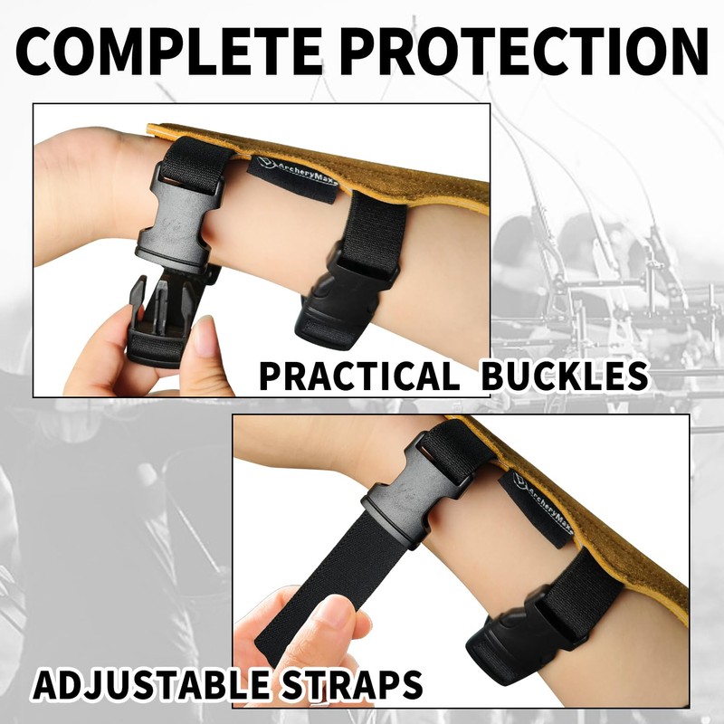 Archery Arm Guard Leather Archery Forearm Guard with Side-release Buckles,19cm