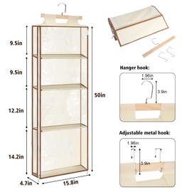 GTian Yarn Storage Hang with 4 Large Pockets, With Mesh Yarn Storage Hanging Yarn Holder with Over-Door Hooks for Knitting Needles Crochet Hooks