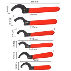 6 Pieces C Spanner Set, C Spanner, Spanners & Wrenches, C Hook Spanner Set, C-hooks, C Spanner Adjustable, C Spanner Tool, Coilover Spanner, Universal Wrench Spanner with Non-slip Handle (Red&Black)