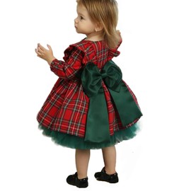 Yassiglia Baby Girl Christmas Dress Long Sleeve Tutu Princess Dress Baby Born Christmas Outfit Toddler Christmas Clothing Set, Red Green
