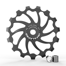 IMPALAPRO Bike Oversized Ceramic Jockey Wheel 15T/17T AL7075 - Derailleur Pulley - Jockey Wheel Shimano - Jockey Wheels 11 Speed - Pulley Sram - Shimano Jockey Wheels (15T Black)