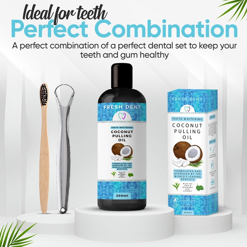 Fresh Dent Coconut Pulling Oil 200ml | Natural Teeth Whitening